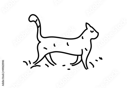 Happy cat walking doodle art
