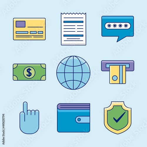 Online payments symbol collection