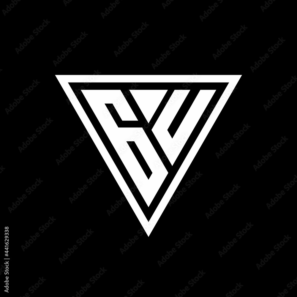 GU Logo monogram with triangle shape designs template