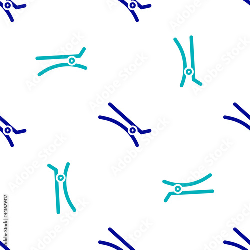 Blue Hair clip icon isolated seamless pattern on white background. Vector