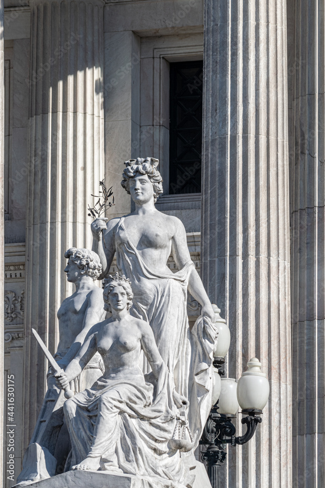 Detail of the Parlament of Argentina. the building is in Plaza Congreso, Buenos Aires