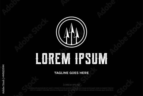 Simple Minimalist 3 Three Trident Triple Arrow Spear Logo Design Vector