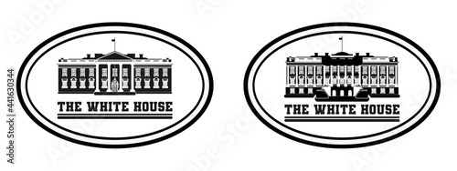 stamp logo white house black and white sketch flat