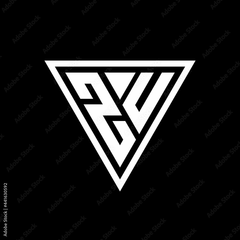 ZU Logo monogram with triangle shape designs template ZU Logo monogram with triangle shape designs template