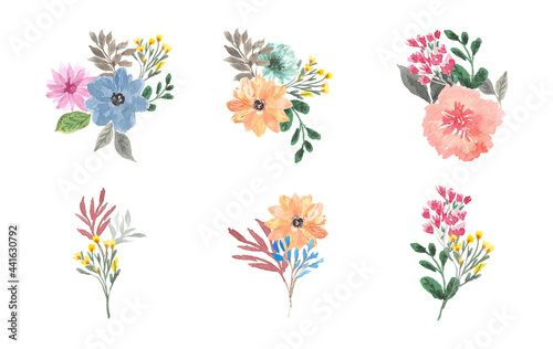 Wallpaper Mural Elegant beautiful hand painted watercolor summer floral bouquet set Torontodigital.ca