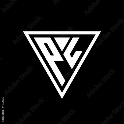 PL Logo monogram with triangle shape designs template