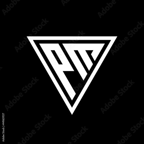 PM Logo monogram with triangle shape designs template