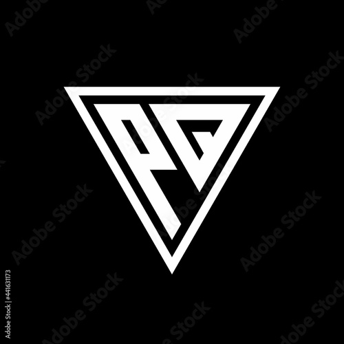 PQ Logo monogram with triangle shape designs template