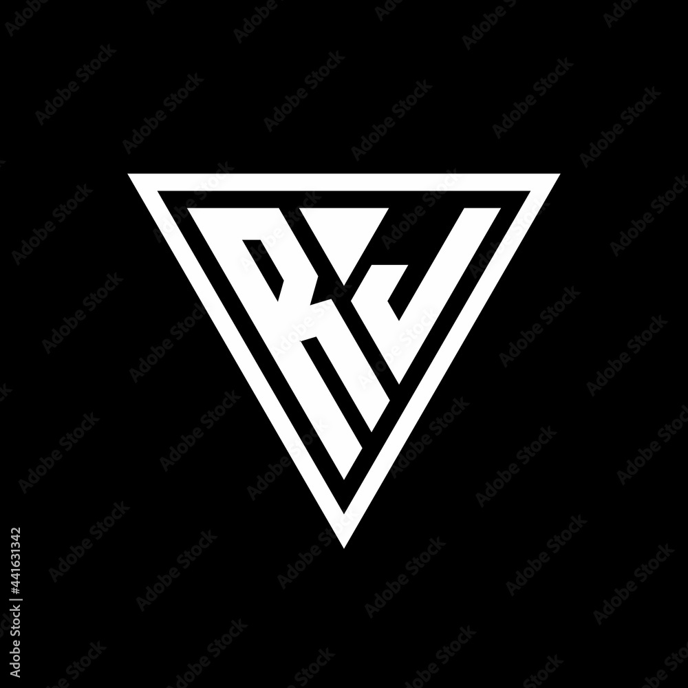 RJ Logo monogram with triangle shape designs template RJ Logo monogram with triangle shape designs template