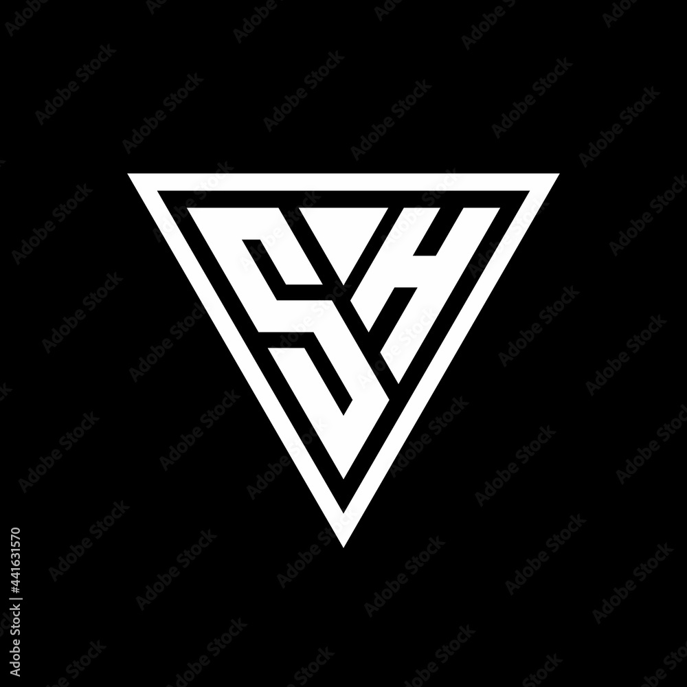 SH Logo monogram with triangle shape designs template SH Logo monogram with triangle shape designs template