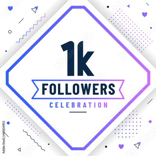 Thank you 1K followers, 1000 followers celebration modern colorful design.
