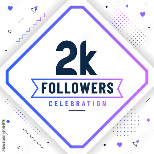 Thank you 2K followers, 2000 followers celebration modern colorful design.