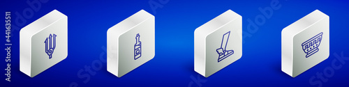Set Isometric line Neptune Trident, Bottle of wine, Hermes sandal and Greek ancient bowl icon. Vector