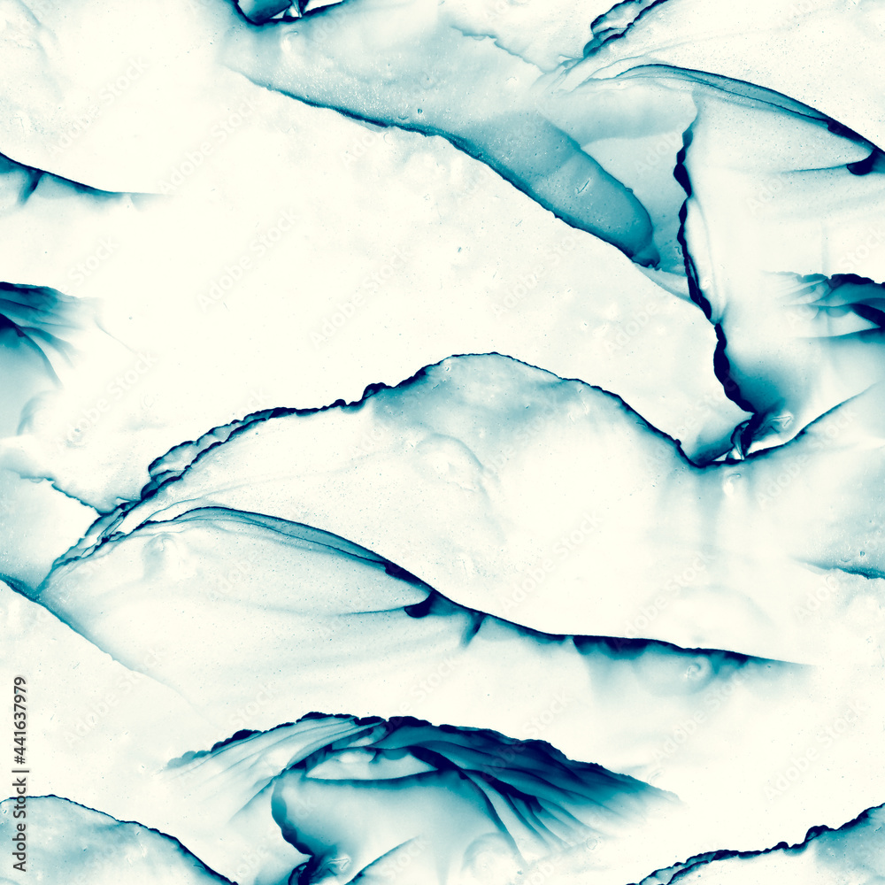 Naklejka premium Alcohol blue ink seamless background. Abstract