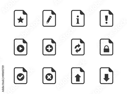 File document vector icons set. Web sign for update and lock  upload and storage illustration