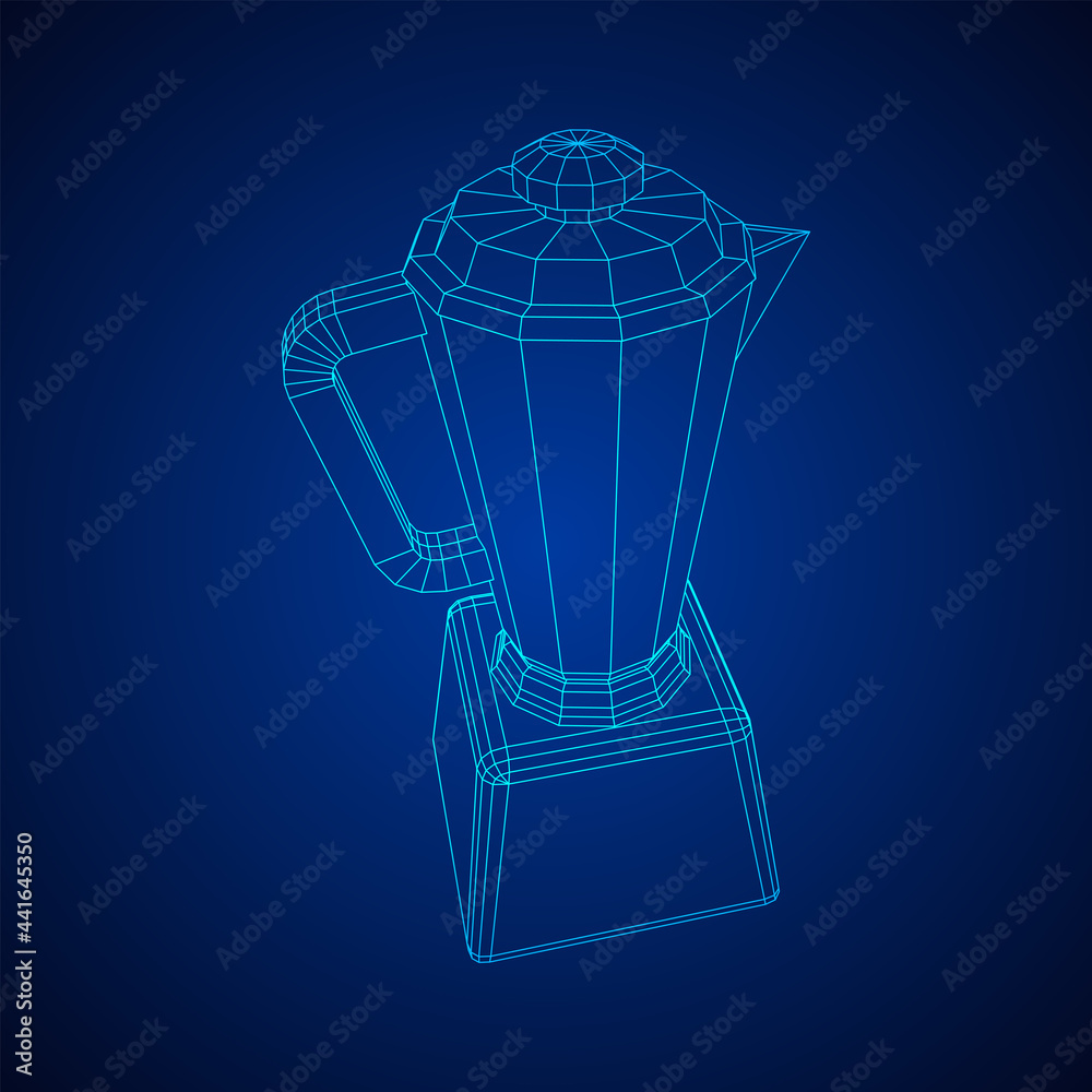 Kitchen blender. Appliance, equipment mixer machine. Wireframe low poly mesh vector illustration