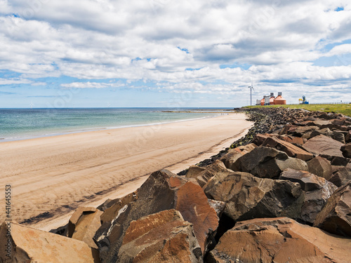 coastal erosion defences, North Blyth to Cambois, Northumberland, UK photo