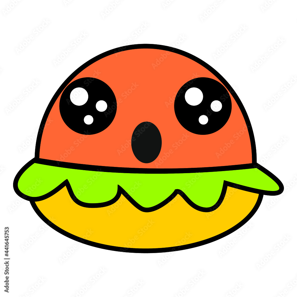 cute surprised burger illustration icon