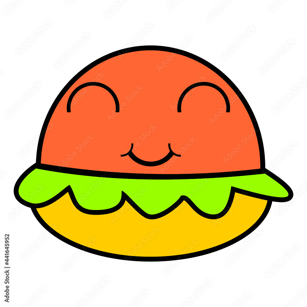 cute smiling burger illustration icon cute smiling burger illustration icon