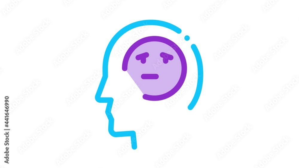 Man Melancholy Smiley Icon Animation. color Man Melancholy Smiley animated icon on white background