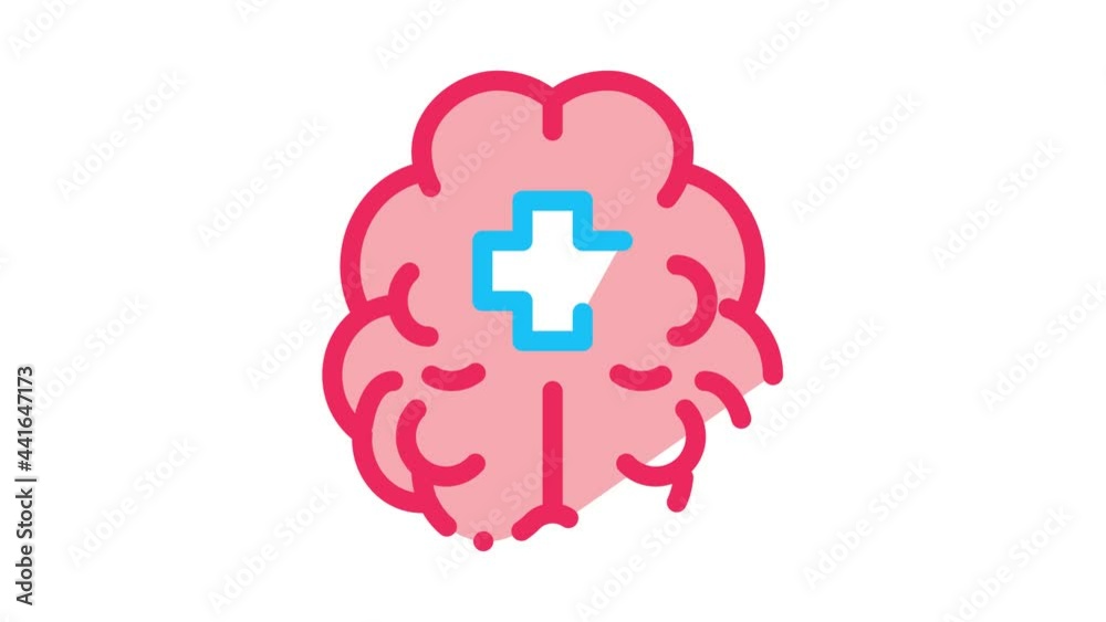Brain And Medical Cross Icon Animation. color Brain And Medical Cross animated icon on white background Brain And Medical Cross Icon Animation. color Brain And Medical Cross animated icon on white background