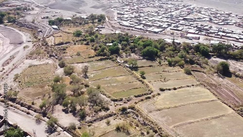 Vuelo de dron sobre San Pedro de Atacama. Chile photo
