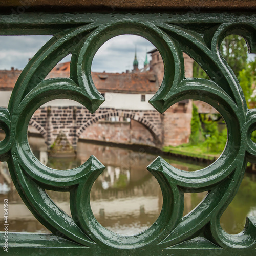 Nuremberg through bridge railing