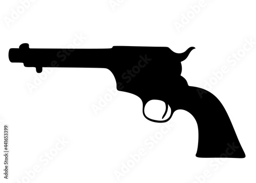 Antique large revolver. Vector image.