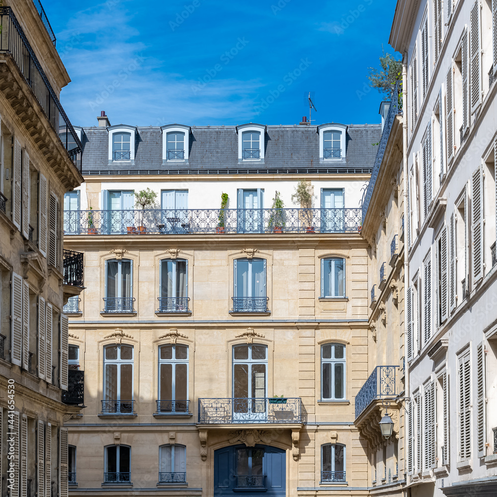 Paris, beautiful buildings, boulevard Beaumarchais in the 11e district

