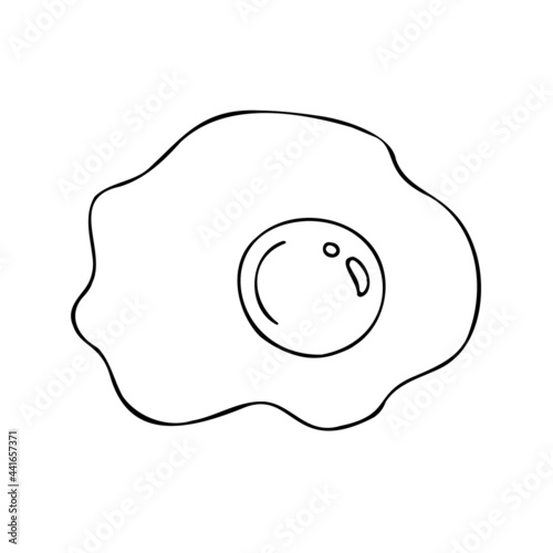 Vector hand drawn doodle sketch fried Scrambled egg omelette isolated on white background