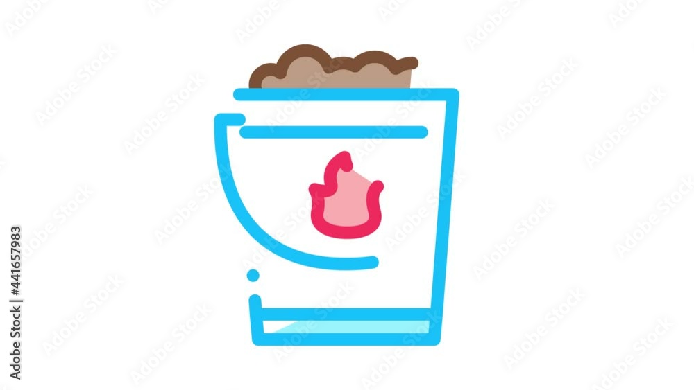 Fire Bucket With Sand Icon Animation. color Fire Bucket With Sand animated icon on white background Fire Bucket With Sand Icon Animation. color Fire Bucket With Sand animated icon on white background