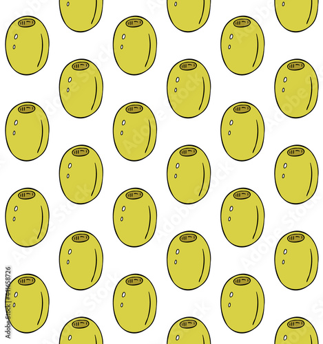 Vector seamless pattern of hand drawn doodle sketch colored olives isolated on white background