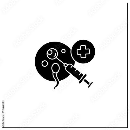 IVF glyph icon. In vitro fertilisation. Artificial insemination. Egg combined with sperm outside body. Procedures help with fertility.Filled flat sign. Isolated silhouette vector illustration