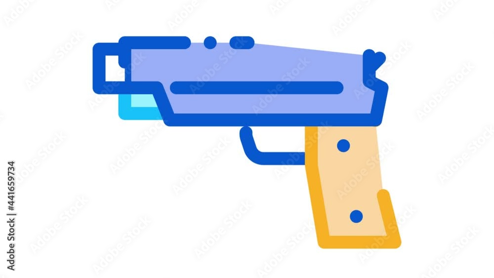Iron Shooting Gun Icon Animation. color Iron Shooting Gun animated icon on white background Iron Shooting Gun Icon Animation. color Iron Shooting Gun animated icon on white background