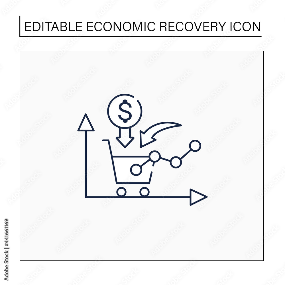 Growth consumer demand line icon. Consumers willingness and ability to purchase. Profitable buying. Business concept. Isolated vector illustration.Editable stroke