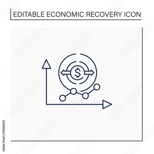 Economy expansion line icon. Increase in economic level activity.Economical fluctuation. Business concept. Isolated vector illustration.Editable stroke