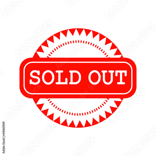  red round stamp sticker sold out isolated on white background