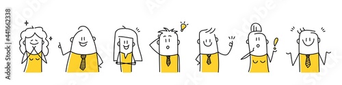 Funny stick figures with positive emotions.