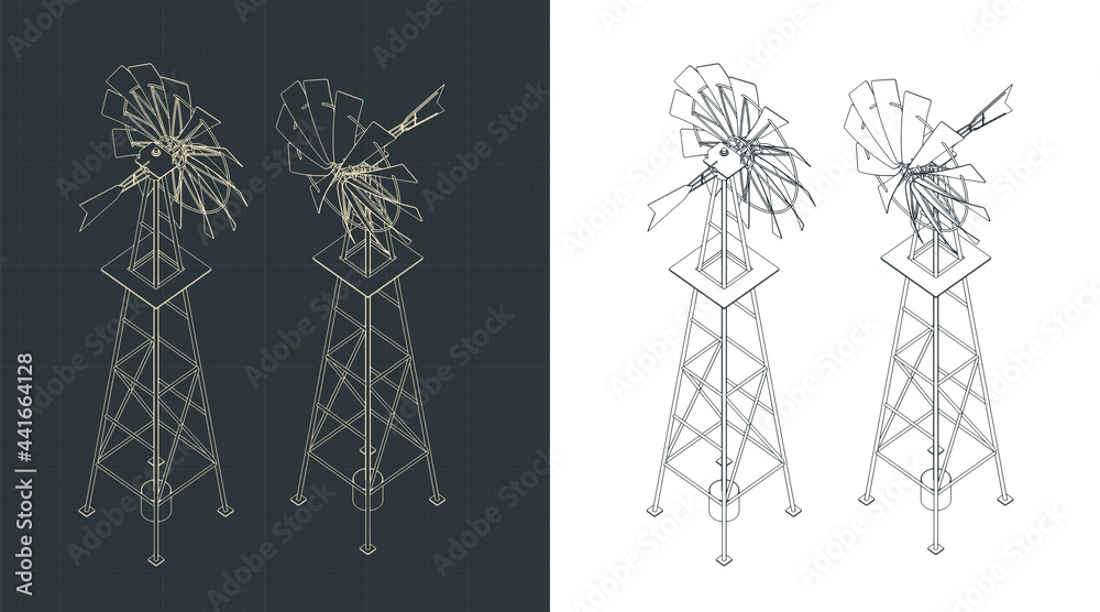 Farm windmill isometric drawings Farm windmill isometric drawings