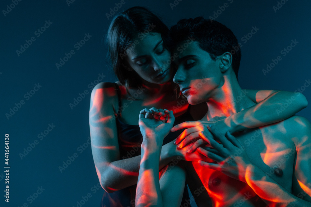 Lovely couple with projector lights Lovely couple with projector lights