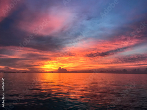 Sunset over the beach  South Ari Atoll  Maldives