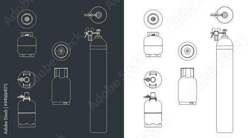 Gas cylinders blueprints set