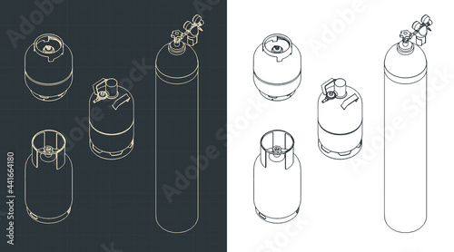 Gas cylinders drawings set