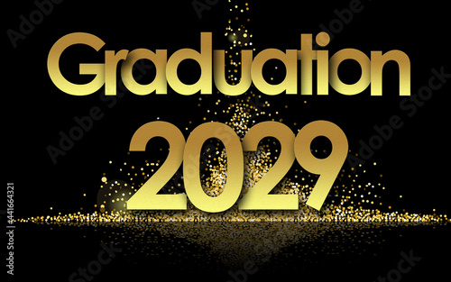 graduation 2029 in golden stars and black background photo