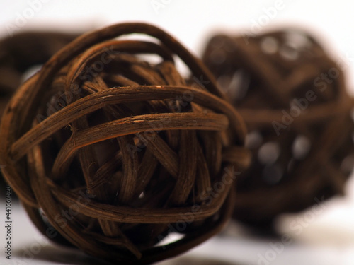 close up shoot of brown rattan ball