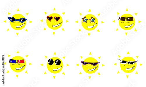 smiling sun with glasses