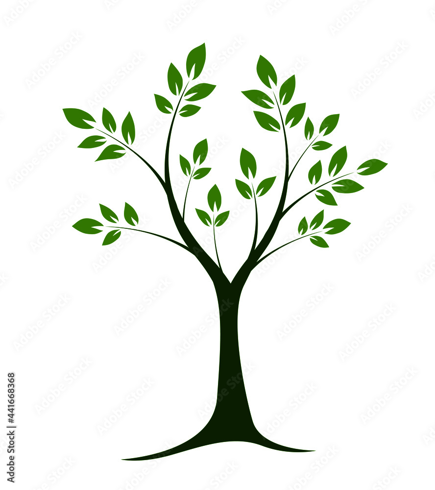 Obraz premium Green shape of Tree on white background. Vector illustration.