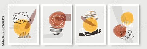Contemporary abstract universal background templates. Minimalist aesthetic. Abstract boho bohemian Scandinavian hand painted art posters background. Beautiful pastel social media banner template