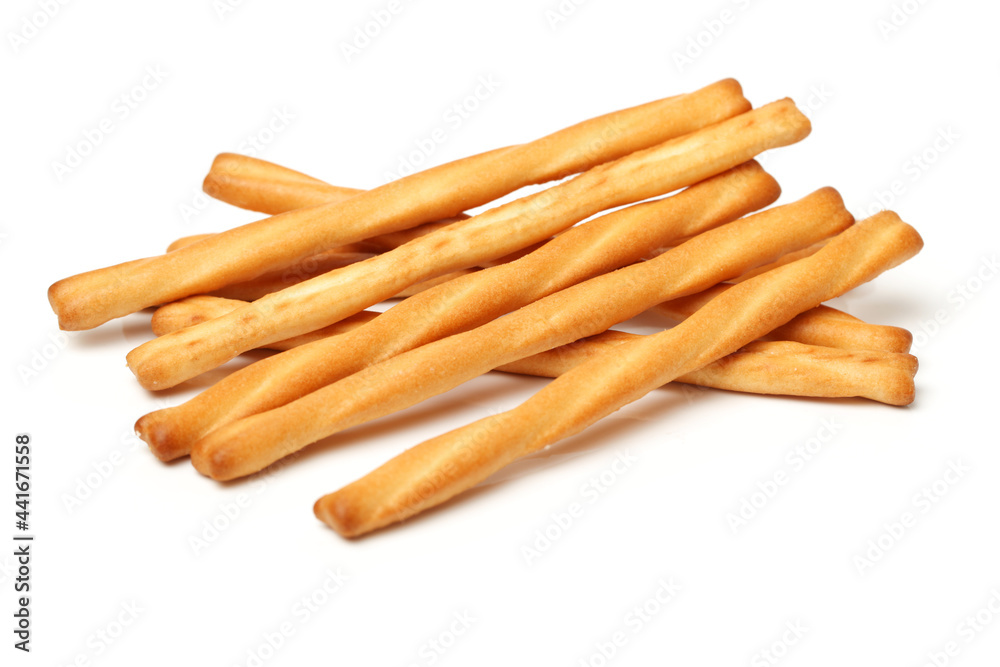 bread sticks on white background