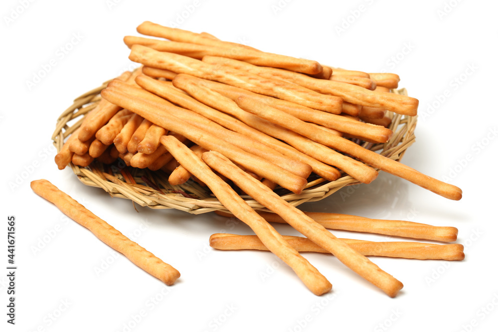 bread sticks on white background